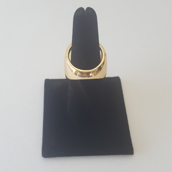 Gold overlay gaudy stripe ring size 8 New - Picture 3 of 9